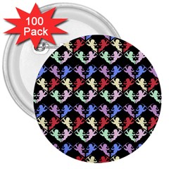 Colorful Cherubs Black 3  Buttons (100 Pack)  by snowwhitegirl