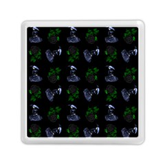 Gothic Girl Rose Black Pattern Memory Card Reader (square) by snowwhitegirl