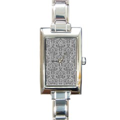Victorian Paisley Grey Rectangle Italian Charm Watch by snowwhitegirl