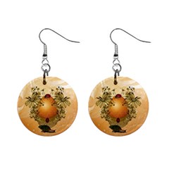 Wonderful Easter Egg With Flowers And Snail Mini Button Earrings by FantasyWorld7