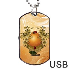 Wonderful Easter Egg With Flowers And Snail Dog Tag Usb Flash (one Side) by FantasyWorld7