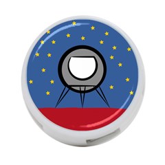 A Rocket Ship Sits On A Red Planet With Gold Stars In The Background 4-port Usb Hub (one Side) by Sudhe