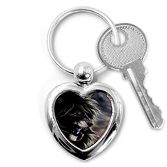 Angry Lion Digital Art Hd Key Chains (heart)  by Sudhe