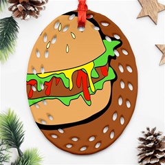 Burger Double Oval Filigree Ornament (two Sides) by Sudhe
