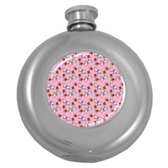 Lamb Pattern Pink Round Hip Flask (5 Oz) by snowwhitegirl