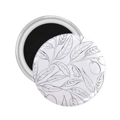 Organic Olive Leaves Pattern Hand Drawn Black And White 2 25  Magnets by genx