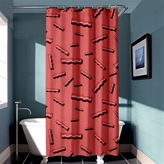 Funny Bacon Slices Pattern Infidel Vintage Red Meat Background  Shower Curtain 36  X 72  (stall)  by genx