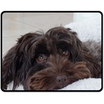 Laying In Dog Bed Double Sided Fleece Blanket (Medium)  58.8 x47.4  Blanket Back