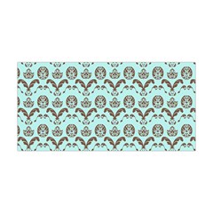 Easter Damask Pattern Robins Egg Blue And Brown Yoga Headband by emilyzragz