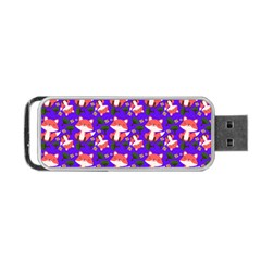 Fox And Trees Pattern Blue Portable Usb Flash (one Side) by snowwhitegirl