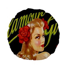 Blonde Bombshell Retro Glamour Girl Posters Standard 15  Premium Flano Round Cushions by StarvingArtisan