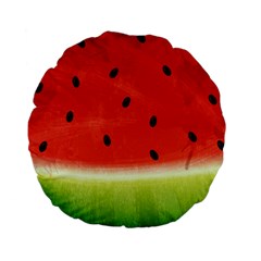 Juicy Paint Texture Watermelon Red And Green Watercolor Standard 15  Premium Flano Round Cushions by genx