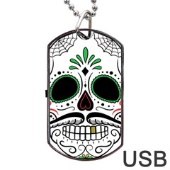 Day Of The Dead Skull Sugar Skull Dog Tag Usb Flash (one Side) by Sudhe