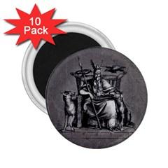 Odin On His Throne With Ravens Wolf On Black Stone Texture 2 25  Magnets (10 Pack)  by snek