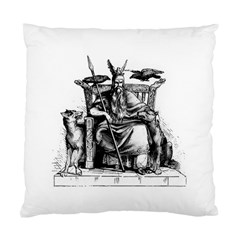 Odin On His Throne With Ravens Wolf On Black Stone Texture Standard Cushion Case (one Side) by snek