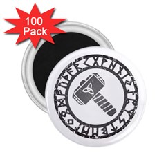 Thor Hammer With Runes Valhalla Tristella Viking Norse Mythology Mjolnir  2 25  Magnet (100 Pack)  by snek