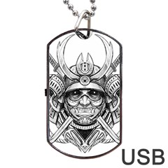 Drawing Samurai Tattoo Sketch Japanese Samurai Dog Tag Usb Flash (one Side) by Sudhe
