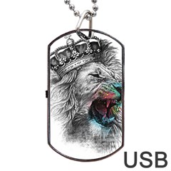 Lion King Head Dog Tag Usb Flash (two Sides) by Sudhe