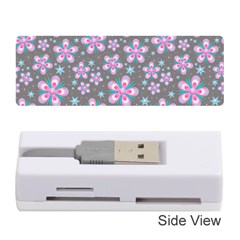 Seamless Pattern Flowers Pink Memory Card Reader (stick) by HermanTelo