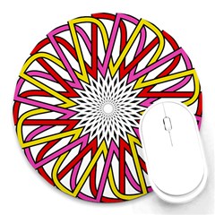 Sun Abstract Mandala Round Mousepads by HermanTelo