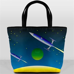 Rocket Spaceship Space Bucket Bag by HermanTelo