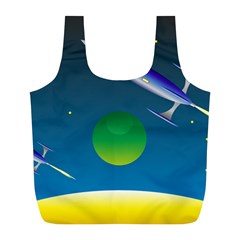 Rocket Spaceship Space Full Print Recycle Bag (l) by HermanTelo