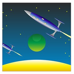 Rocket Spaceship Space Large Satin Scarf (square) by HermanTelo