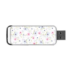 Floral Pink Blue Portable Usb Flash (one Side) by HermanTelo
