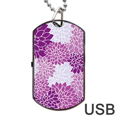 Floral Purple Dog Tag Usb Flash (one Side) by HermanTelo