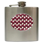 Beanie Boy Pattern Red Hip Flask (6 oz) Front