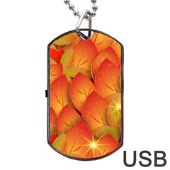 Pattern Texture Leaf Dog Tag Usb Flash (one Side) by HermanTelo