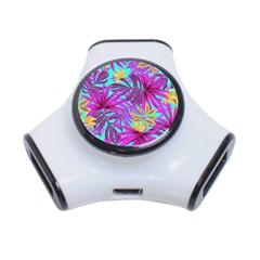 Tropical Greens Pink Leaves 3-port Usb Hub by HermanTelo
