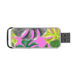 Tropical Greens Pink Leaf Portable Usb Flash (one Side) by HermanTelo