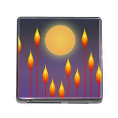 Night Moon Flora Background Memory Card Reader (square 5 Slot) by Bajindul