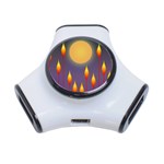 Night Moon Flora Background 3-Port USB Hub Front