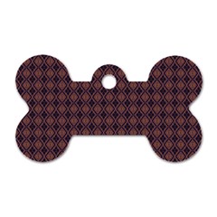 Argyle Dark Purple Yellow Pattern Dog Tag Bone (two Sides) by BrightVibesDesign