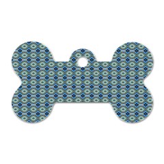Ornate Oval  Pattern Blue Orange Dog Tag Bone (two Sides) by BrightVibesDesign