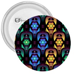 Pattern Background Bright Blue 3  Buttons by Pakrebo