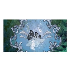 Surfboard With Dolphin Satin Shawl by FantasyWorld7