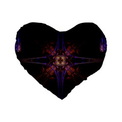 Fractal Cross Blue Geometric Standard 16  Premium Heart Shape Cushions by Pakrebo