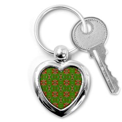 Seamless Wallpaper Digital Art Green Red Key Chain (heart) by Pakrebo