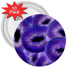 Sliced Kiwi Fruits Purple 3  Buttons (10 Pack)  by Pakrebo