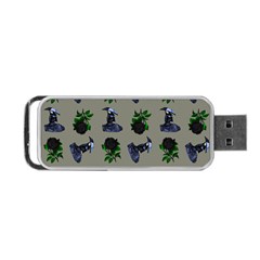 Gothic Girl Rose Grey Pattern Portable Usb Flash (one Side) by snowwhitegirl