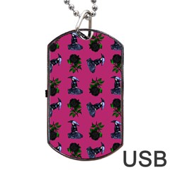 Gothic Girl Rose Pink Pattern Dog Tag Usb Flash (one Side) by snowwhitegirl