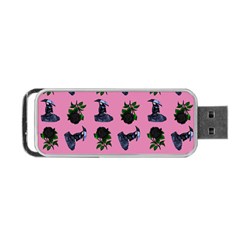 Gothic Girl Rose Light Pink Pattern Portable Usb Flash (two Sides) by snowwhitegirl