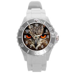 Owl Bird Eyes Eagle Owl Birds Round Plastic Sport Watch (l) by Wegoenart
