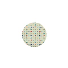 Clouds And Umbrellas Seasons Pattern 1  Mini Buttons by Pakrebo