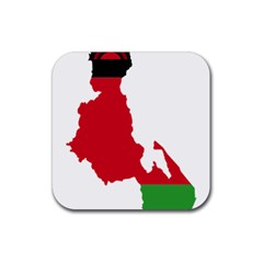 Malawi Flag Map Geography Outline Rubber Coaster (square)  by Sapixe