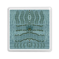 Happy Gold Flowers And Soft Green In Vintage Memory Card Reader (square) by pepitasart