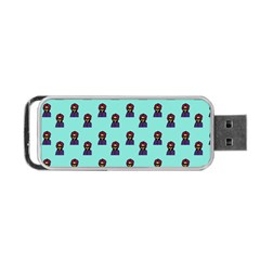 Nerdy 60s  Girl Pattern Aqua Portable Usb Flash (one Side) by snowwhitegirl